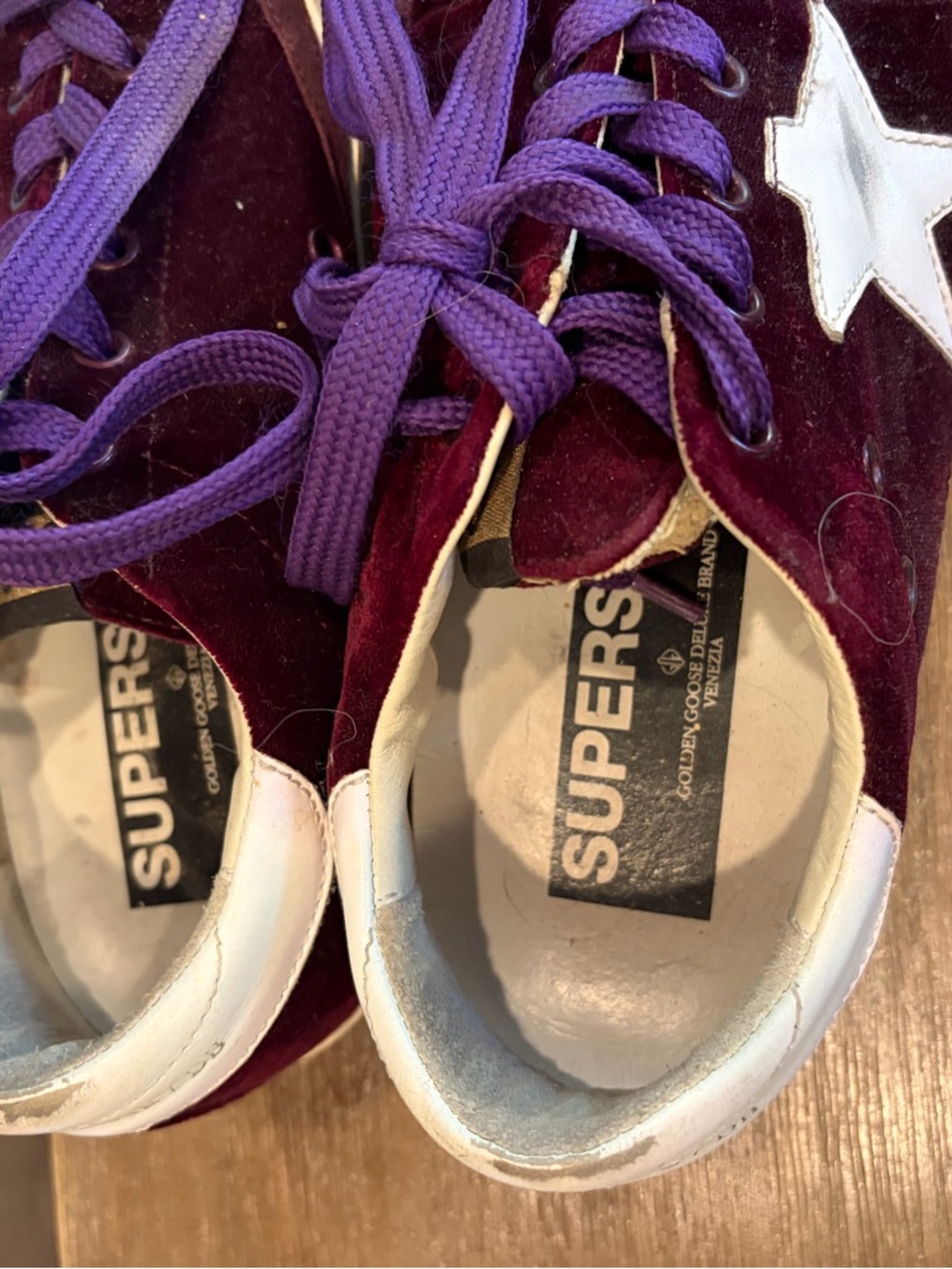 Golden Goose Burgundy Velvet Sneakers 37 6.5 - Picture 3 of 13